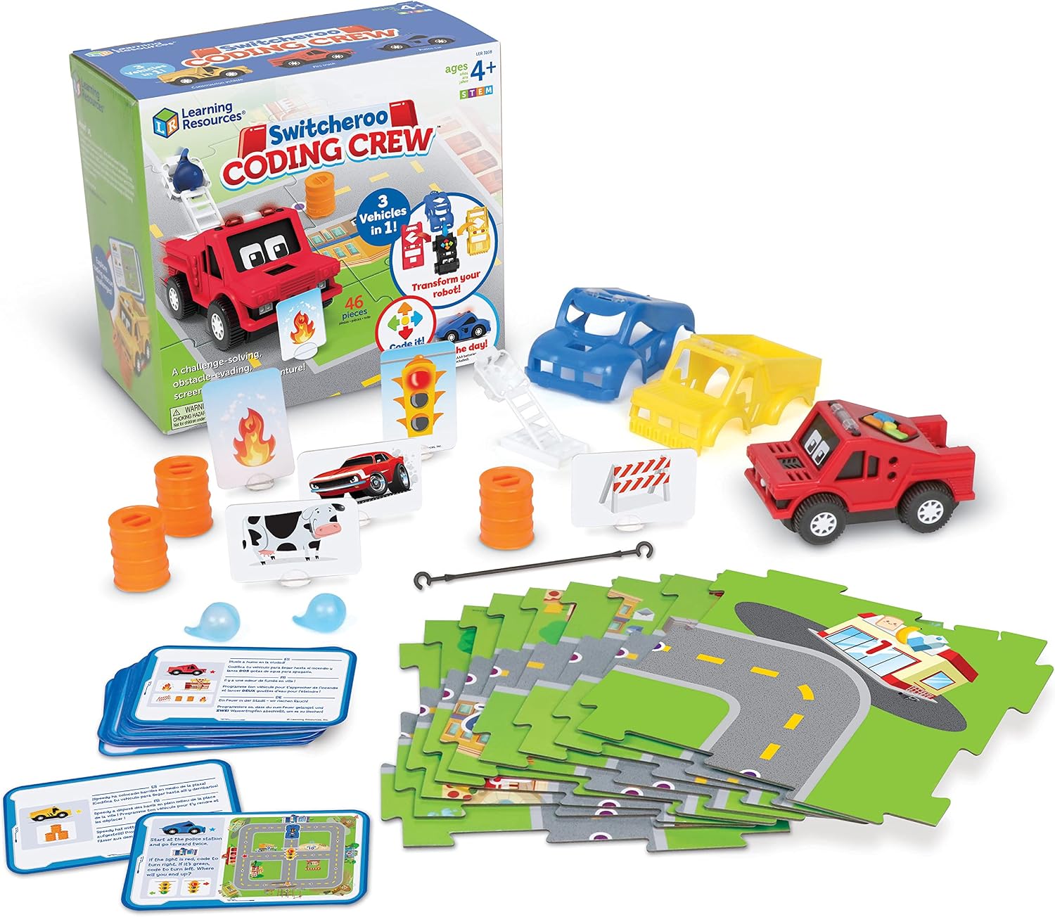 Learning Resources Switcheroo Coding Crew – Toddler Robot Toys, Coding for Kids, Kids Programmable Robot, Beginner Robotics Kit, STEM Programming, STEM Learning Toys