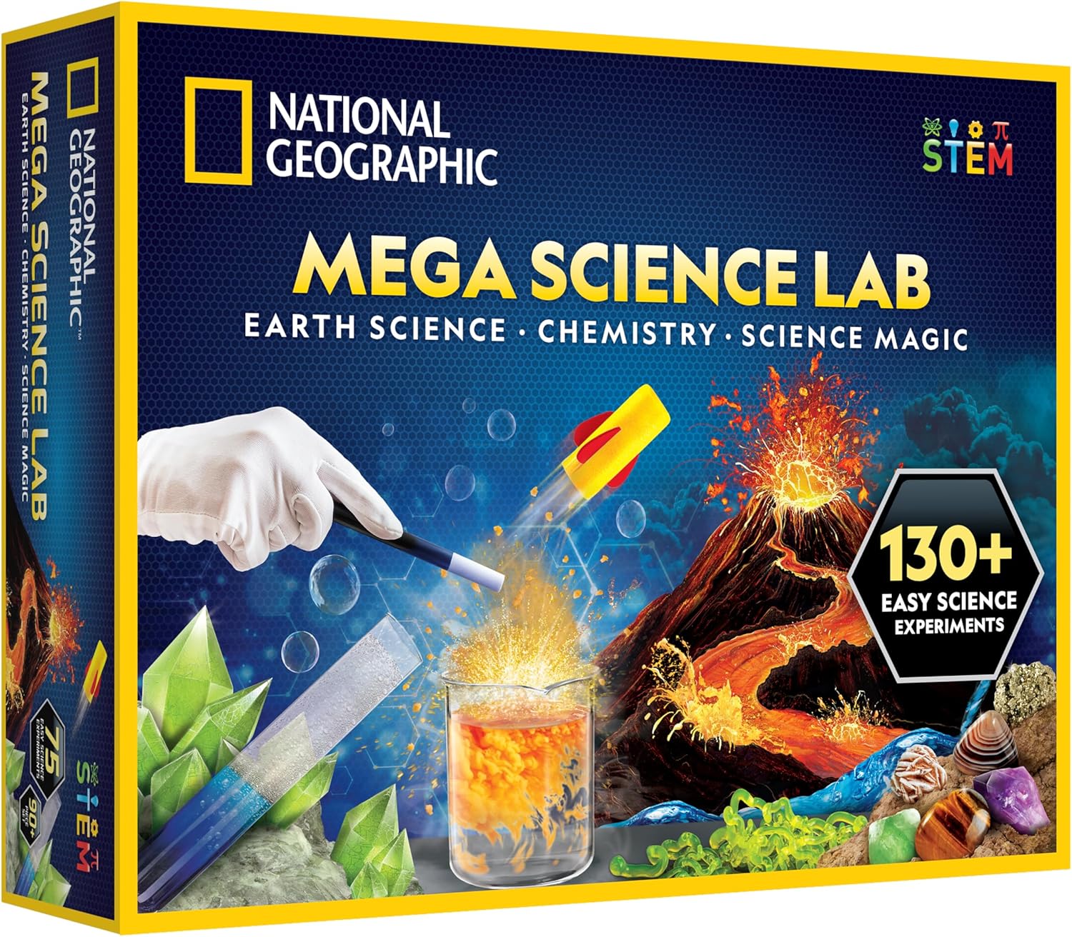 National Geographic Mega Science Lab – Kit for Kids with 75 Easy Experiments, Featuring Earth Science, Chemistry Set, and Magic STEM Projects for Boys and Girls (Amazon Exclusive)