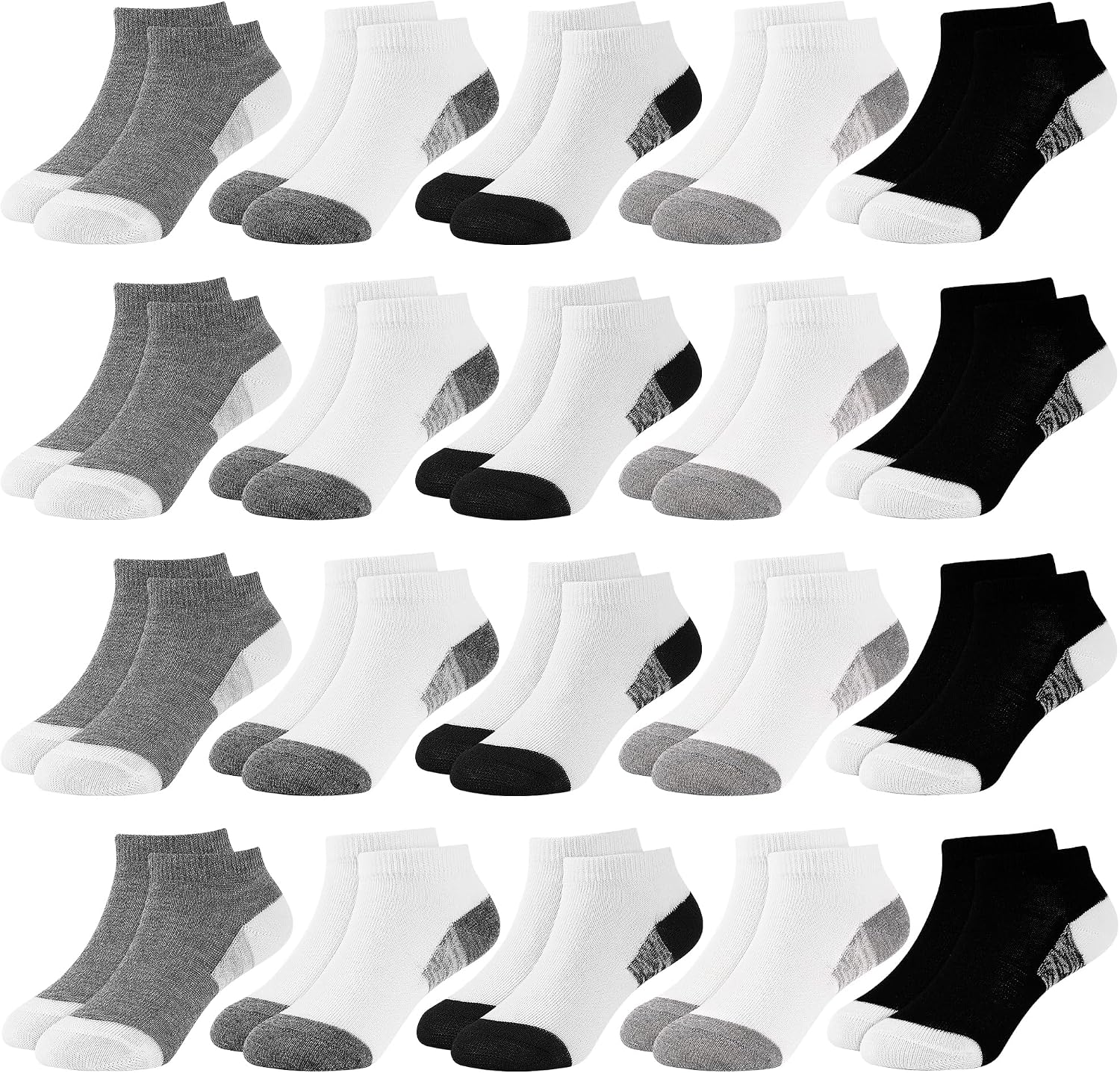 20 Pairs Toddler Socks for Kids Boys Ankle Low Cut Sock 1-14 Years Old
