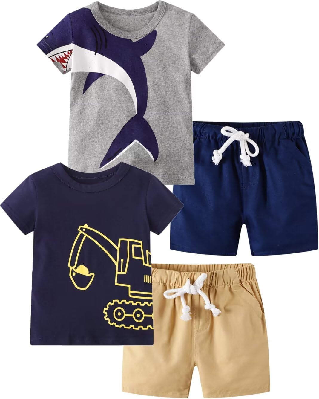 Toddler Boy Summer Clothes Outfits Short Sleeve Shirt Set 2-7 Years | 2-Piece Set,Soft Cotton&Breathable Clothing,Cute Dinosaur Prints,Daily Wear