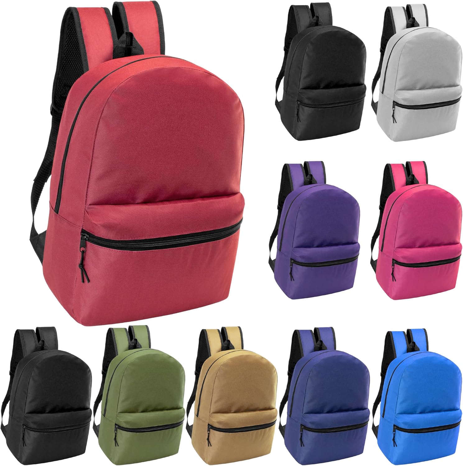 Moda West 10 Pack 17″ Bulk School Backpacks for Kids