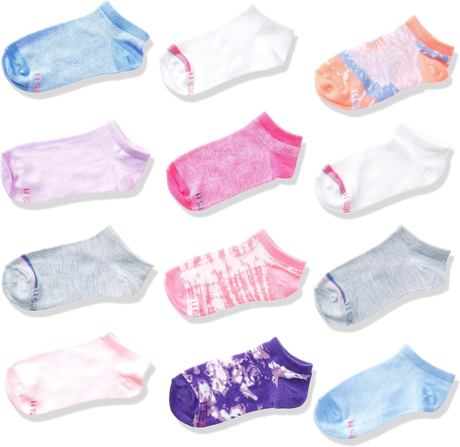 Hanes Girls’ Socks, Fashion Patterned Soft Socks, No Show, Ankle, and Crew, 12-pair Packs