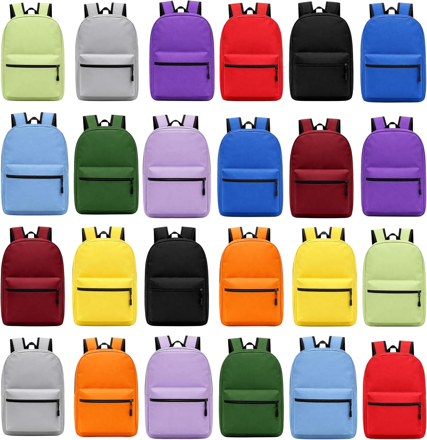 Winterlace 24 Pack Backpack, Bulk 17 inch Lightweight Outdoor Travel Gym Corporate Events Bag (Assorted)